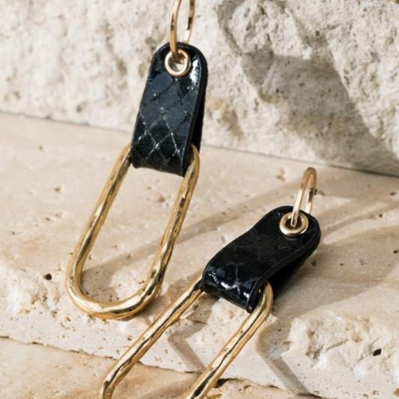 Jewelry - AROUND TOWN FAUX LEATHER METAL DANGLE POST EARRING